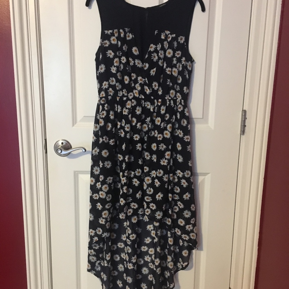 Navy High-Low Dress with Daisies